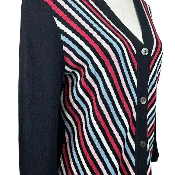 Doncaster colorful striped cardigan sweater size large - Picture 6 of 9